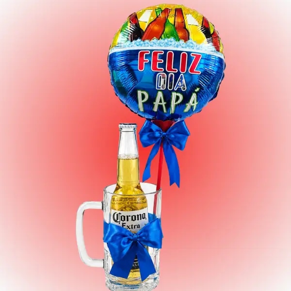 Un detalle siempre cuenta 1 cerveza vaso y globo