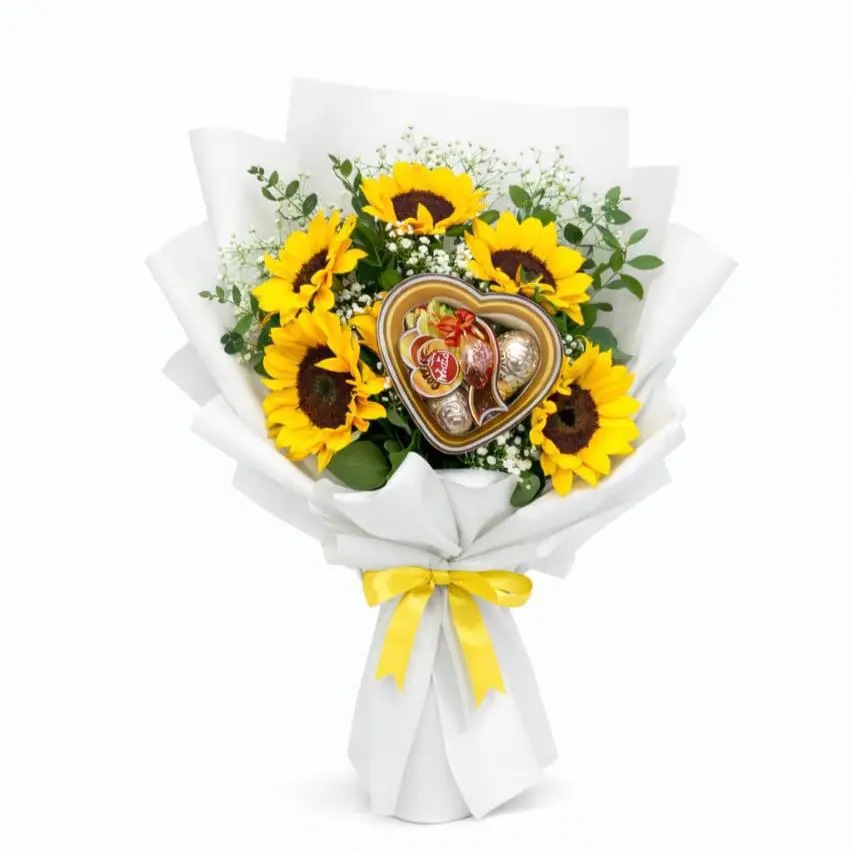 RAMO DE GIRASOLES CON CHOCOLATE