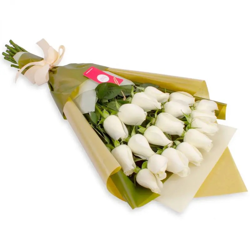 Ramo de Rosas - Ramo extendido con 18 rosas blancas