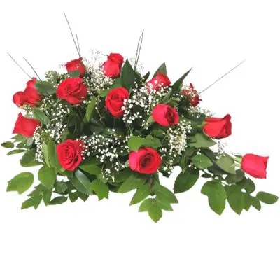 Cubre urna con rosas rojas