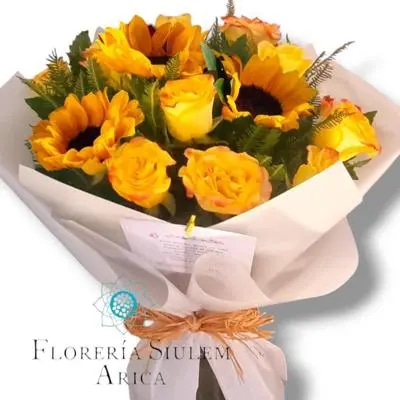 Girasoles y Rosas Amarillas