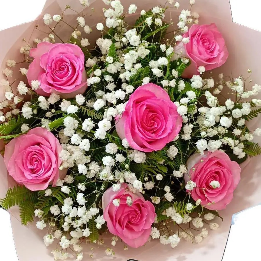 Ramo 6 Rosas Rosadas Premium