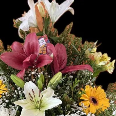 Pie de Urna de Condolencias – Flores Mixtas | Flor de Café